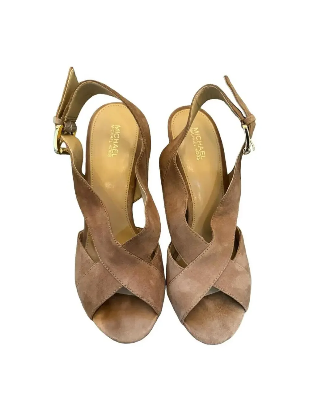 Michael Kors | Women's Tan Open Toe Heels | Size 8 | 0936